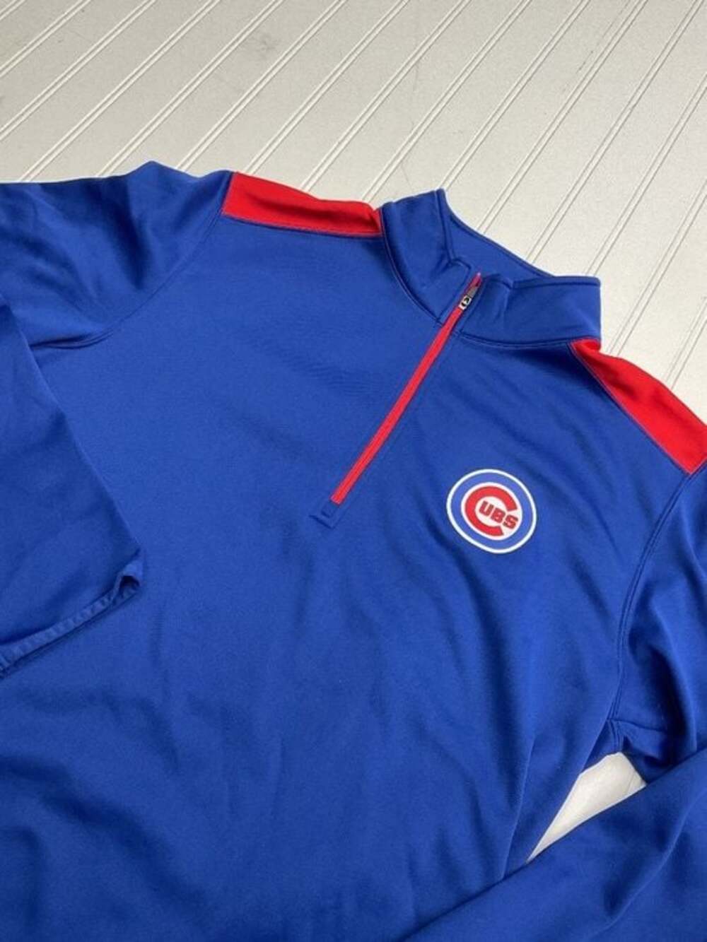 MLB Genuine Merchandise Chicago Cubs Blue Red Quarter Zip Pullover Men's Large